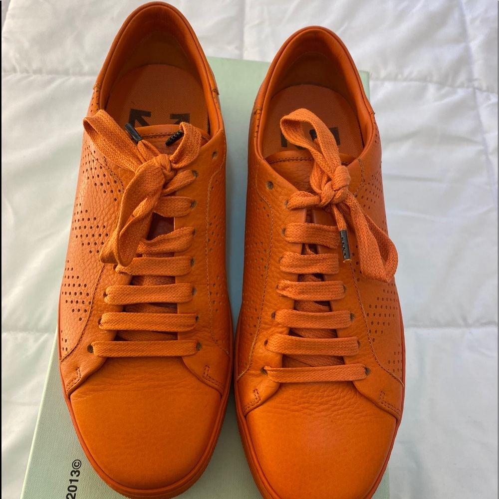 Orange Low Top Off-White Sneakers